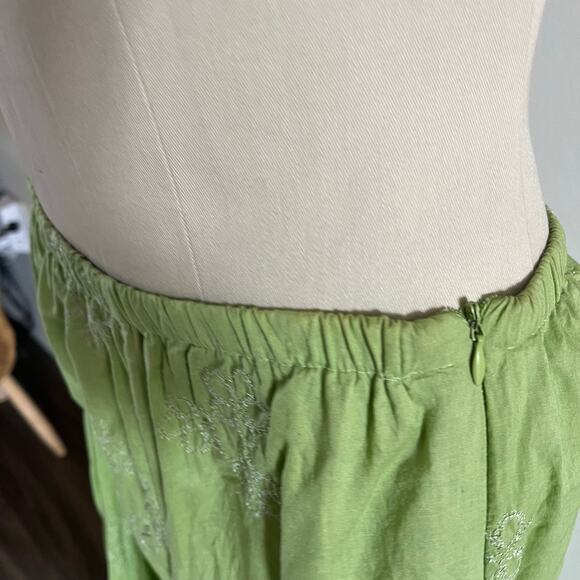 Y2K Green Floral Embroidered Asymmetrical Hem Maxi Skirt Wmns L Forest Fairycore - Picture 4 of 11